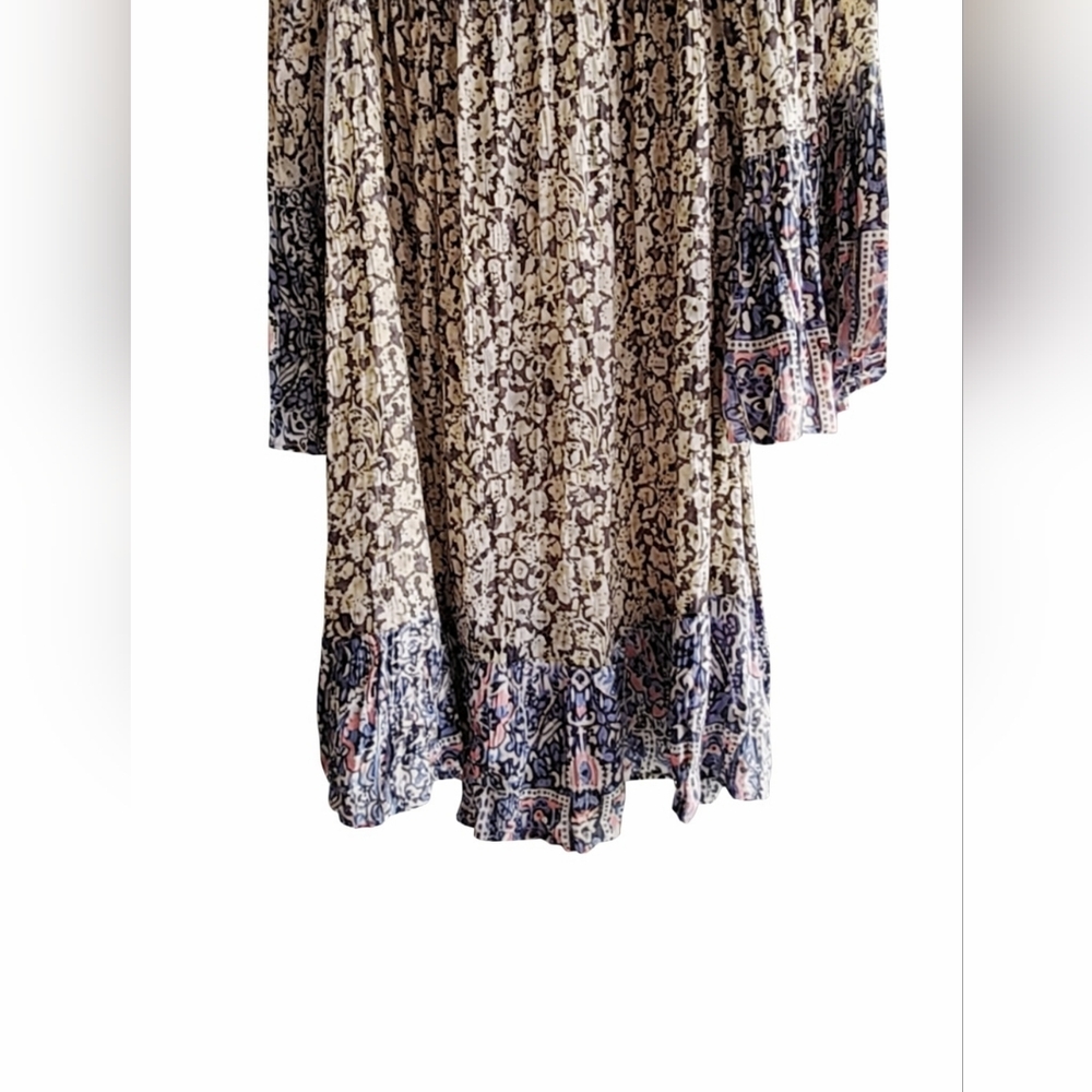 J Gee Boho Off The Shoulder Blouse Bell Sleeve Floral Paisly Phesant Sz.S Chic - Picture 2 of 12